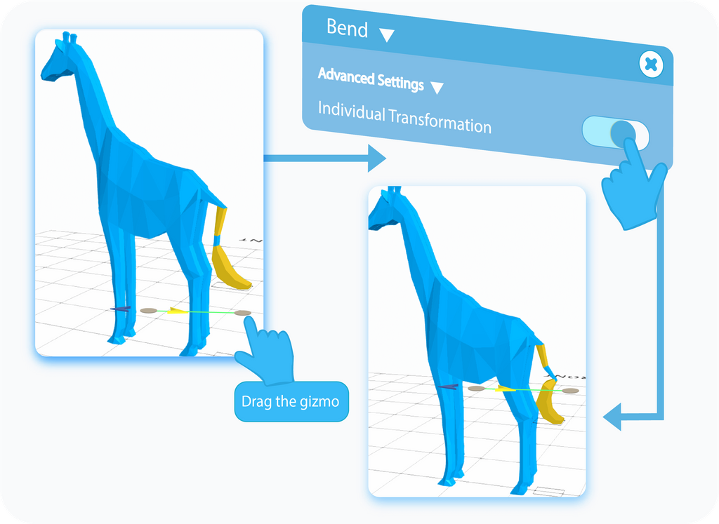 Toggle to enable the Individual Transformation feature for the Bend tool